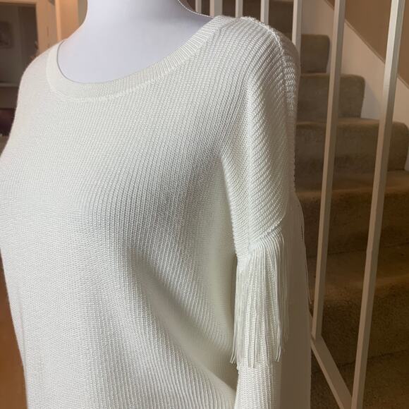 INC International Concepts Fringe Dolman Knit Sweater Off White Size XS Holiday - Picture 4 of 10